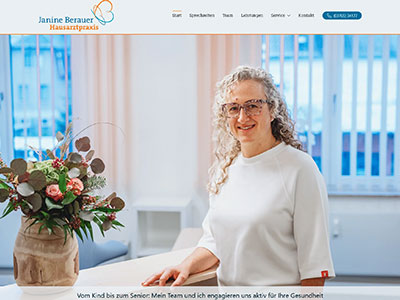 Screenshot der Praxiswebsite von Janine Berauer