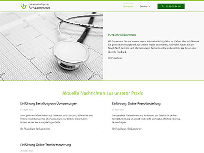 Screenshot der Praxiswebsite von Dres. Birnkammerer