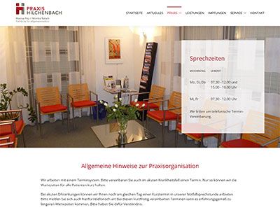 Screenshot der Praxiswebsite von Herrn Fey und Frau Abele